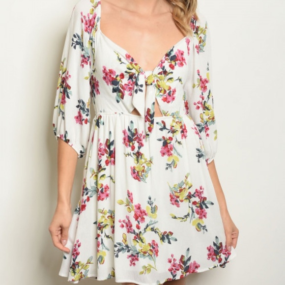 GIRLY & FLIRTY SWEETHEART TIE FRONT DRESS - Picture 4 of 7